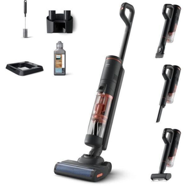 Aspirateur Balai Laveur sans fil - PHILIPS XW6264/11 - 21,6 V - 450 ml - 2500 trs/min - Corail