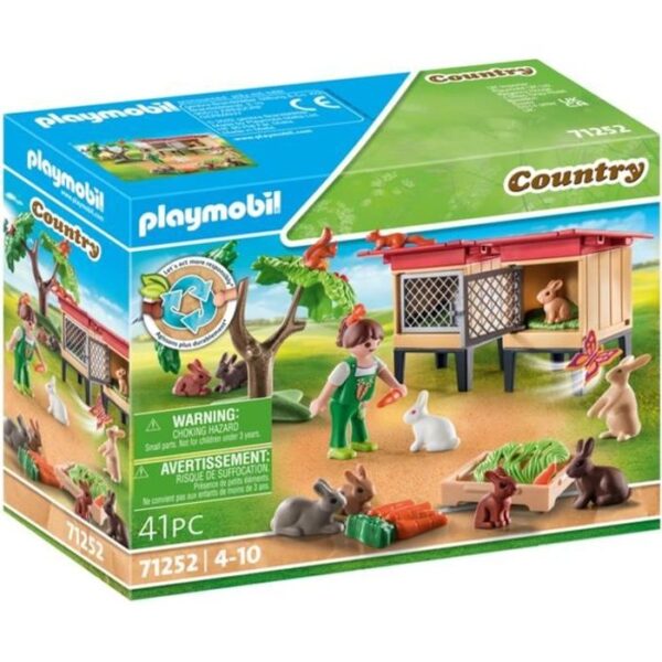 PLAYMOBIL 71252 Enfant avec enclos et lapins, Country La Ferme, Animaux de la ferme, Des 4 ans