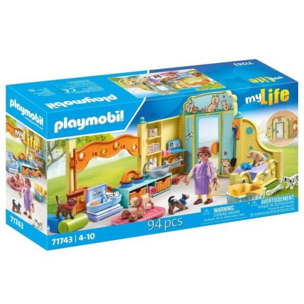 PLAYMOBIL 71743 Centre de soin canin avec 8 chiens et soigneur, My Life, 94 pieces, Des 4 ans