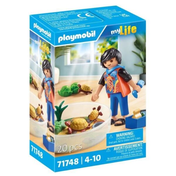PLAYMOBIL 71748 Garçon avec famille de tortues dans un terrarium, My Life, 20 pieces, Des 4 ans