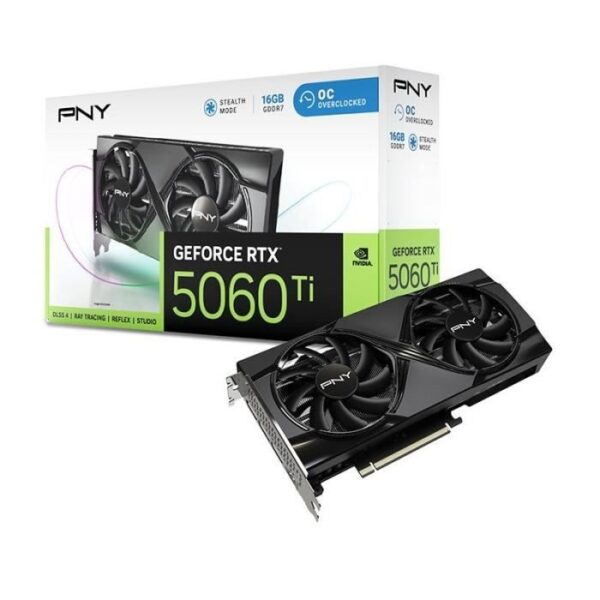 PNY - Carte graphique - GeForce RTX 5060 Ti - 16GB - Overclocked Dual Fan DLSS 4