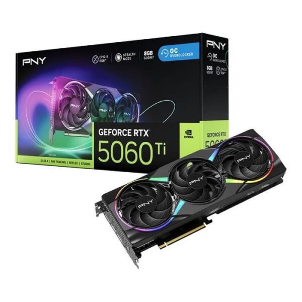 PNY - Carte graphique - GeForce RTX 5060 Ti - 8GB - ARGB Overclocked Triple Fan DLSS 4