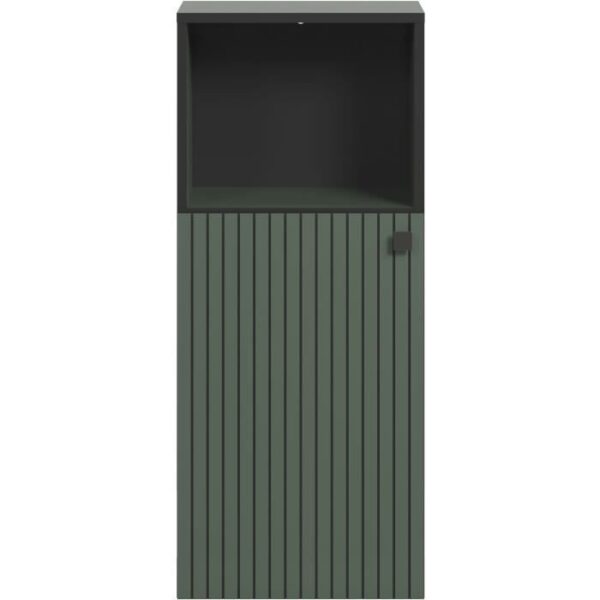 Meuble de salle de bain -  Rangement bas - Décor vert sauge et noir - L40 x H95 x P31cm - PURE BLISS
