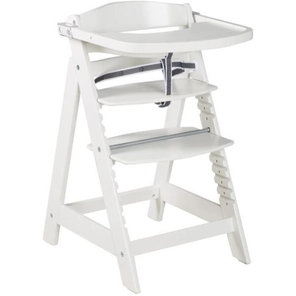 Chaise haute évolutive - ROBA - SIT UP CLICK & FUN - Plateau repas amovible - Hauteur réglable - Jusqu'a 70 Kg - Bois Laqué Blanc