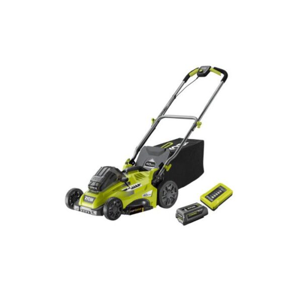 RYOBI - Tondeuse poussée 36V - Ø coupe 40 cm - ramassage et mulching - 1 batterie lithium+ 5,0 Ah et chargeur 1,7 A - RLM36X41H50G