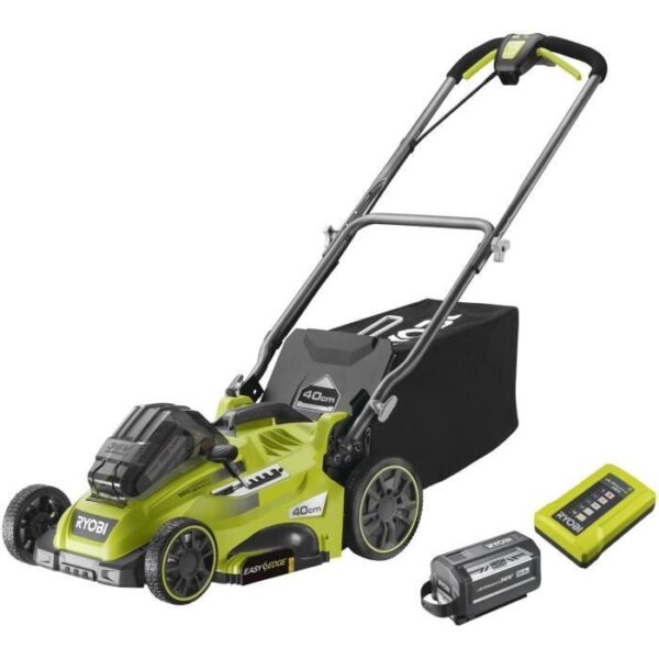 RYOBI - Tondeuse 36V Power Assist - Ø coupe 40 cm - ramassage et mulching + batterie 6,0 Ah High Energy et chargeur - RLM36X41H60PG