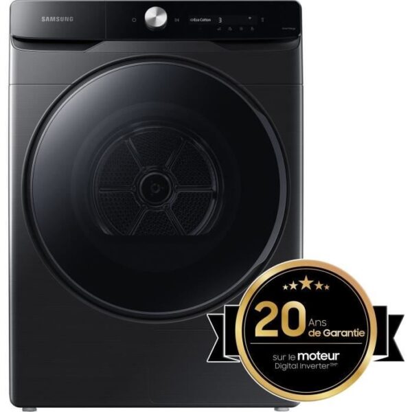 Seche-linge pompe a chaleur SAMSUNG DV16T8520BV - 16 kg - Digital Inverter - L84,4cm - Optimal Dry - Noir