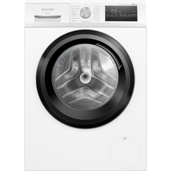 Lave-linge hublot SIEMENS WM12N228FR IQ300 - 8 kg - Induction - L60cm - 1200 trs/min - Classe A - Vapeur - Blanc