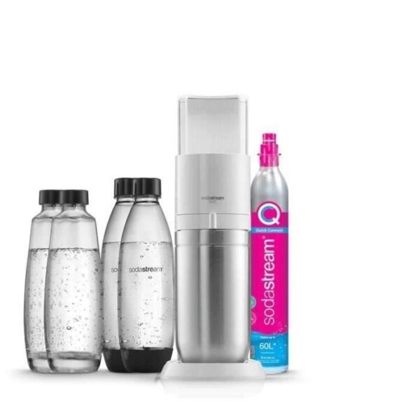 Machine a soda et eau pétillante SODASTREAM - DUO Blanche - 2 carafes en verre - 2 bouteilles - 1 recharge de gaz 60L