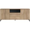 Buffet LINEAS - Mélaminé chene - 2 portes + 2 tiroirs + 1 niche - L180 x P44 x H75 cm – Image 3