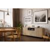 Buffet LINEAS - Mélaminé chene - 2 portes + 2 tiroirs + 1 niche - L180 x P44 x H75 cm – Image 4