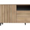 Buffet LINEAS - Mélaminé chene - 2 portes + 2 tiroirs + 1 niche - L180 x P44 x H75 cm – Image 5