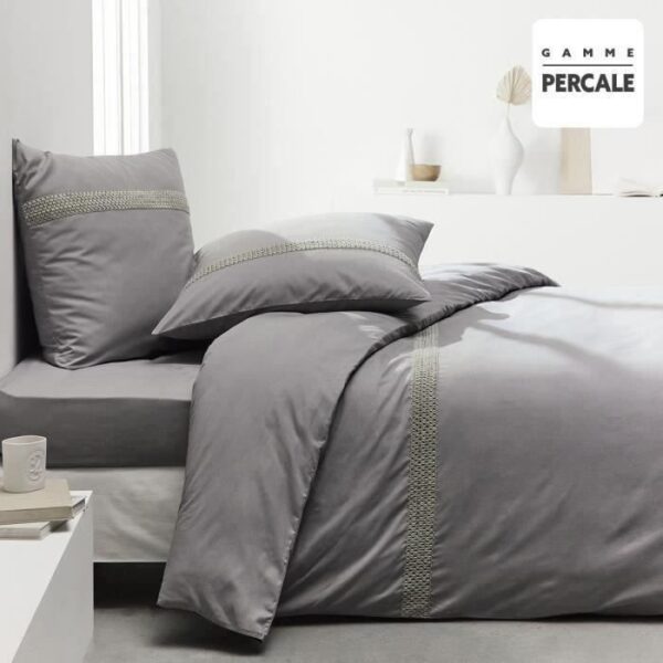 Housse de couette Maison Lefebvre HC Macrame Coton Percale 220x240 cm + 2 TO 63x63