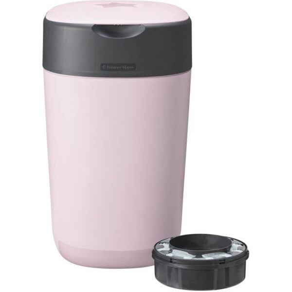 Tommee Tippee Poubelle a Couches Twist & Click Protection Anti-Odeurs, Inclut 1x Cassette avec Film Multicouche Antibactérien - Rose
