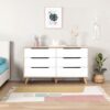 Commode 6 tiroirs - En panneaux de particules - Décor chene et blanc - Contemporain - L 154 x  P 42 x H 86 cm – Image 3