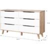 Commode 6 tiroirs - En panneaux de particules - Décor chene et blanc - Contemporain - L 154 x  P 42 x H 86 cm – Image 4